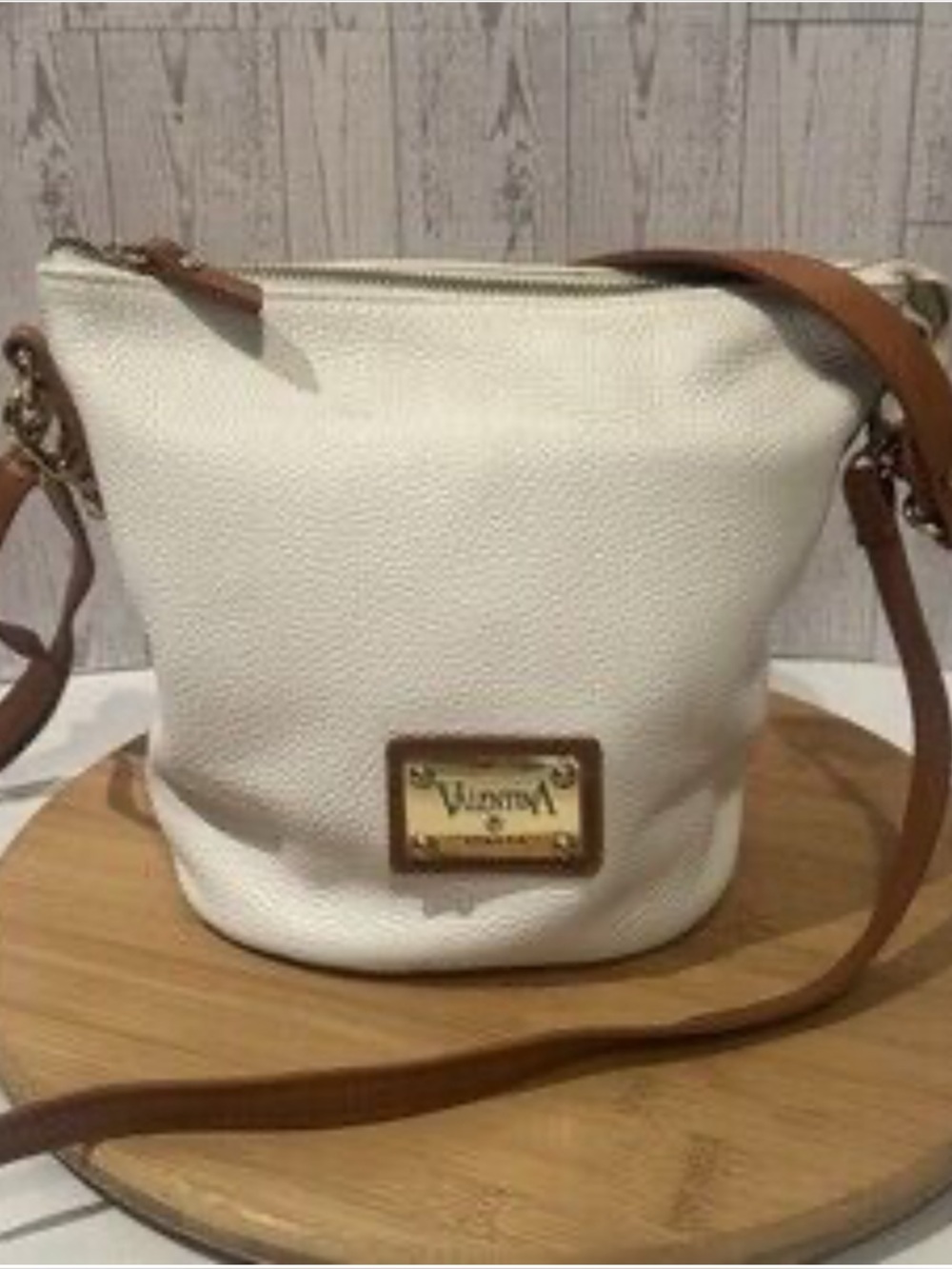 Valentina Crossbody Bag in White & Brown